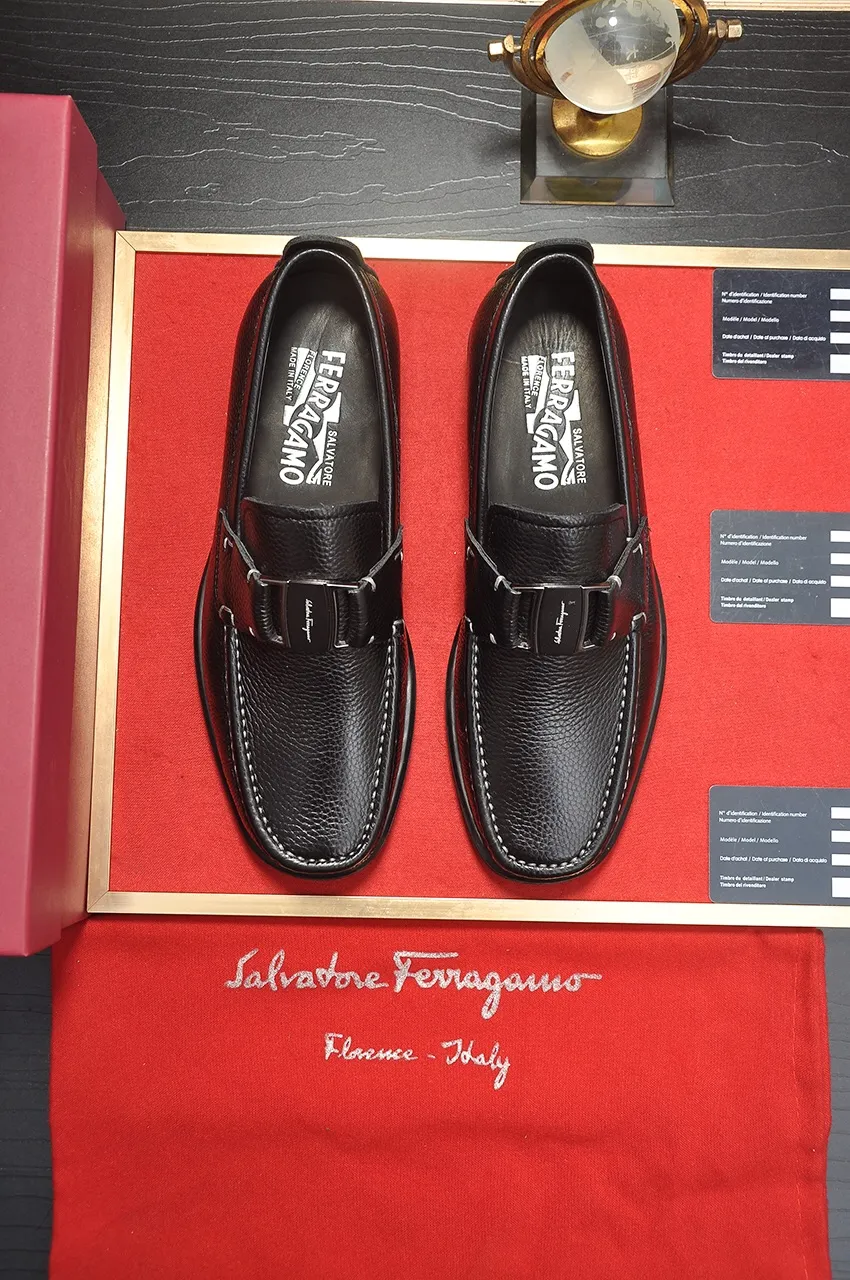 Men's shoes 💰500💶[Ferragamo/Ferragamo] The latest model in the counter. Original imported open-sided high-quality cowhide hand-woven + imported 🐂 cowhide + original luxury metal buckle + original combination outsole. Comparison without pressure 38--44🎉